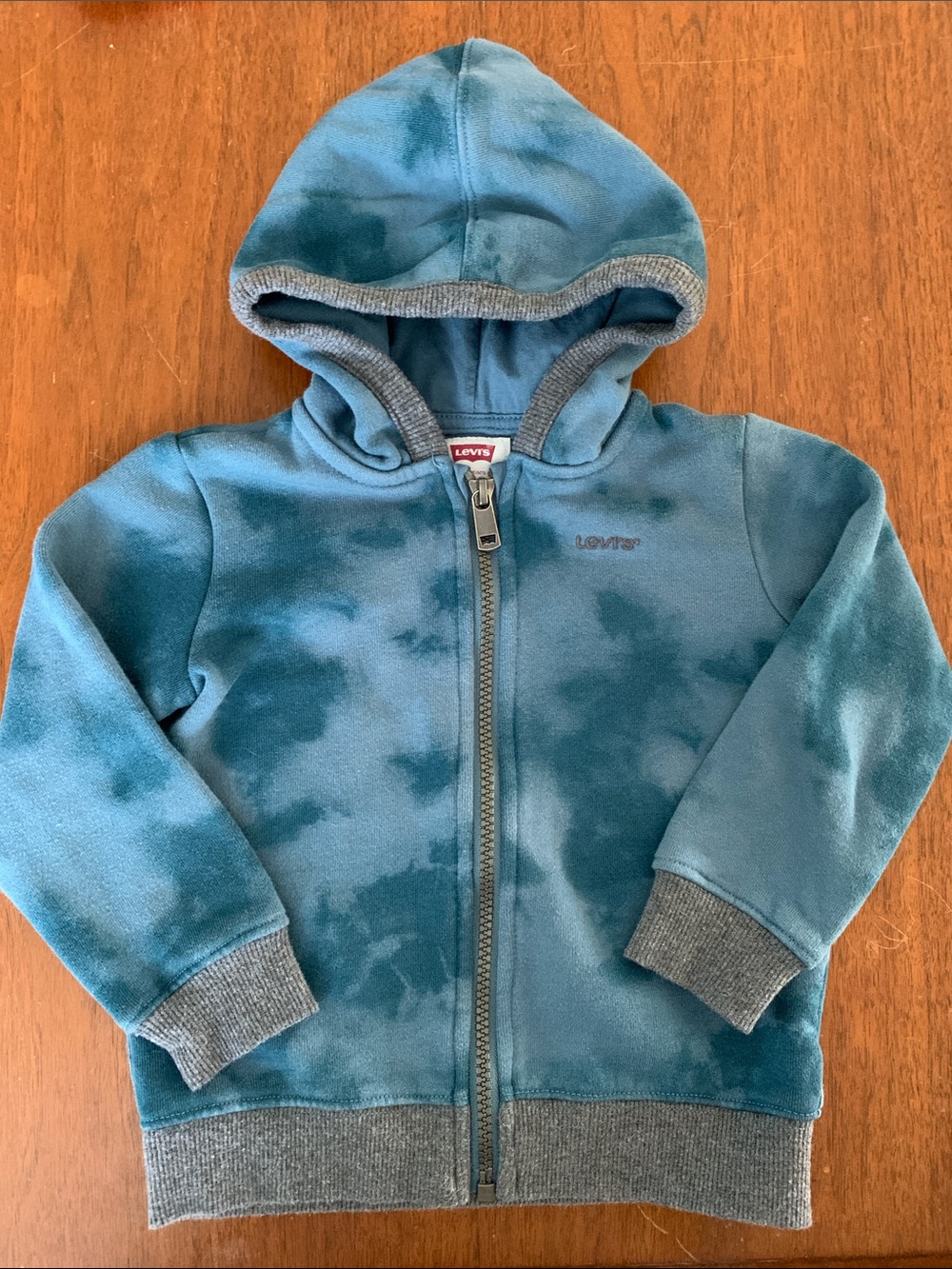 🫐3/$30 Levi's Kids Teal Tie-Dye Zip Hoodie size 24m